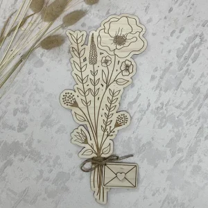 Wooden Flower Bouquet with Personalised Love Letter
