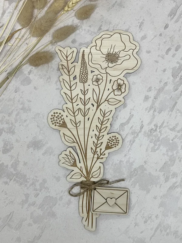 Wooden Flower Bouquet with Personalised Love Letter